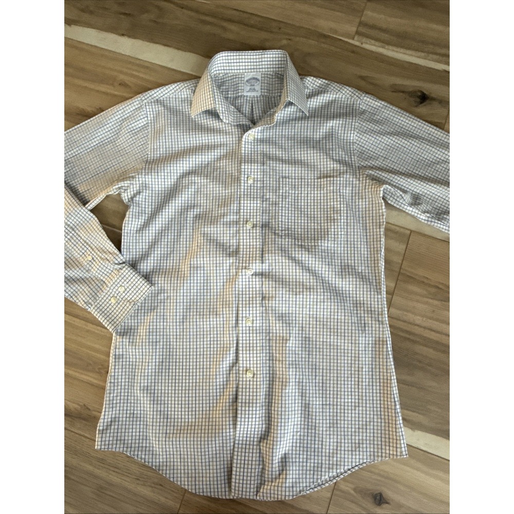 Mens Brooks‎ Brothers Dress Shirt 14 1/2 -2/3 White Button Cotton